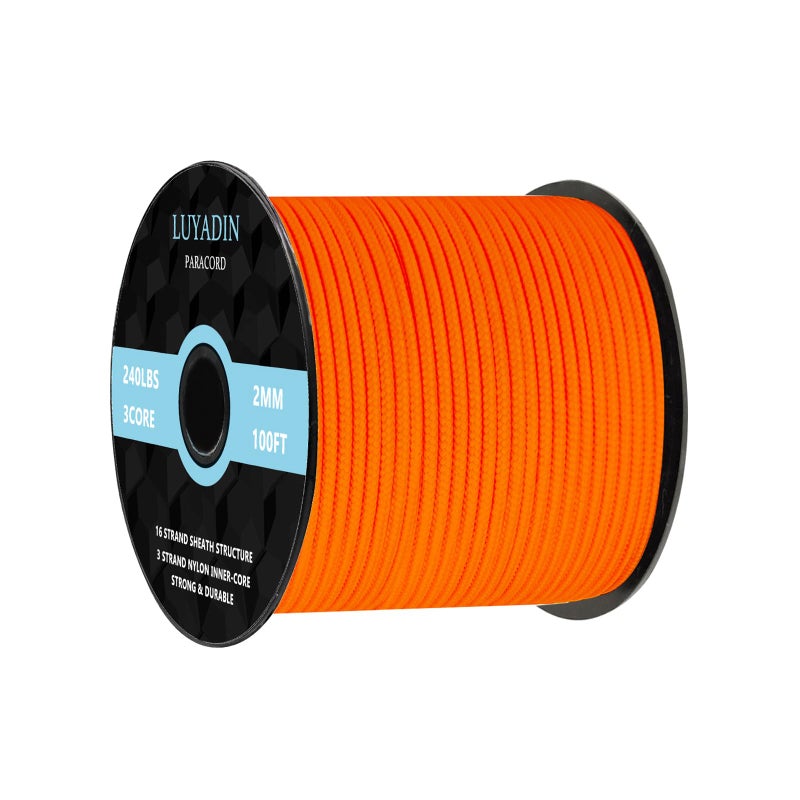 LUYADIN Paracord 240lb - Diameter 2mm Micro Utility Cord -3 Strand Parachute Spool Cord - 100ft 200ft,Paracord for Camping,Hiking,Fishing,Outdoor and DIY - Image 1